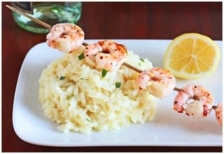 Cena para dos: Risotto de limón con camarones a la parrilla