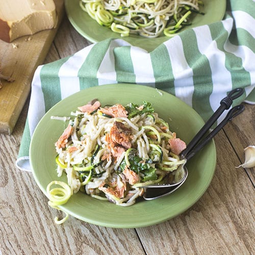 Zoodle de salm&oacute;n ahumado Alfredo #pasta #zoodles #alfredo #glutenfree