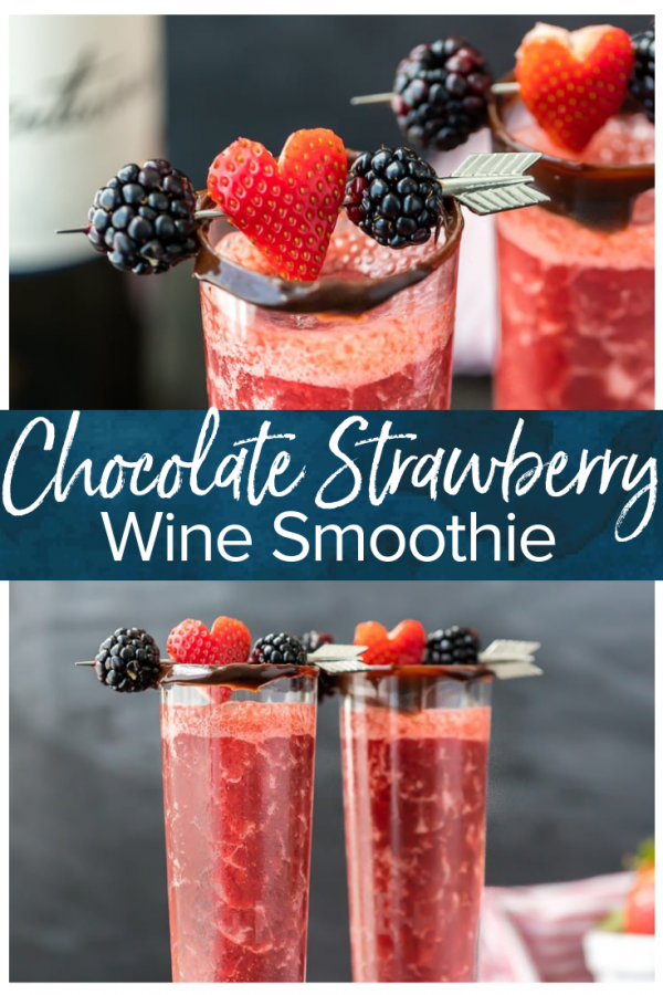 Un frullato al cioccolato alla fragola ispirato alle deliziose fragole ricoperte di cioccolato.  Questo frullato di fragole e cioccolato è la bevanda perfetta per San Valentino!  Un gustoso cocktail di vino facile da preparare, delizioso e assolutamente meraviglioso!  #thecookierookie #wine #cocktail #valentinesday #drinks #chocolate #strawberry