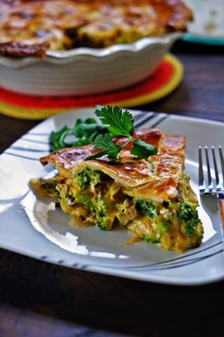 Empanada De Brócoli Con Carne De Res Y Queso Cheddar En Salsa De Curry De Bechamel