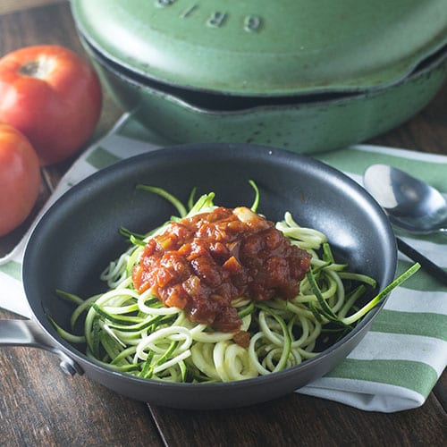 Calabacines Zoodles Caseros Marinara #Italianfood #glutenfree #sauce #zoodles