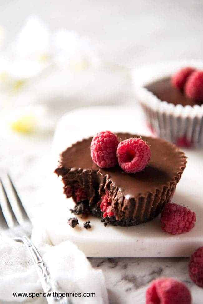 Chocolate Ganache Raspberry Tart with a fork