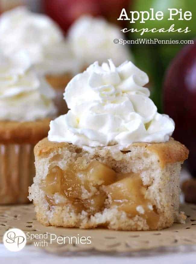 close up of the inside of an Apple Pie Cupcake