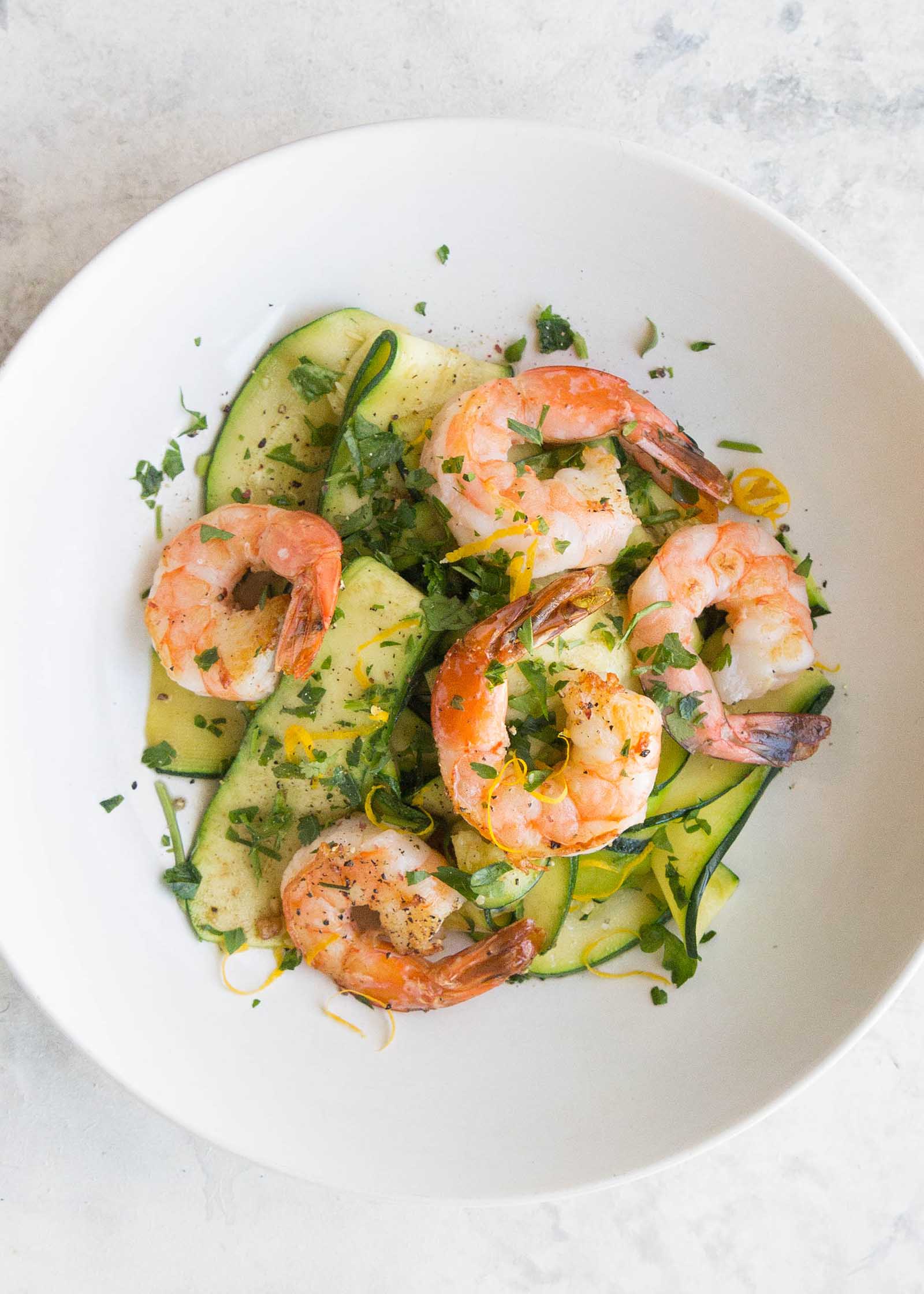 Zucchini Noodles with Shrimp and Lemon-Garlic Butter