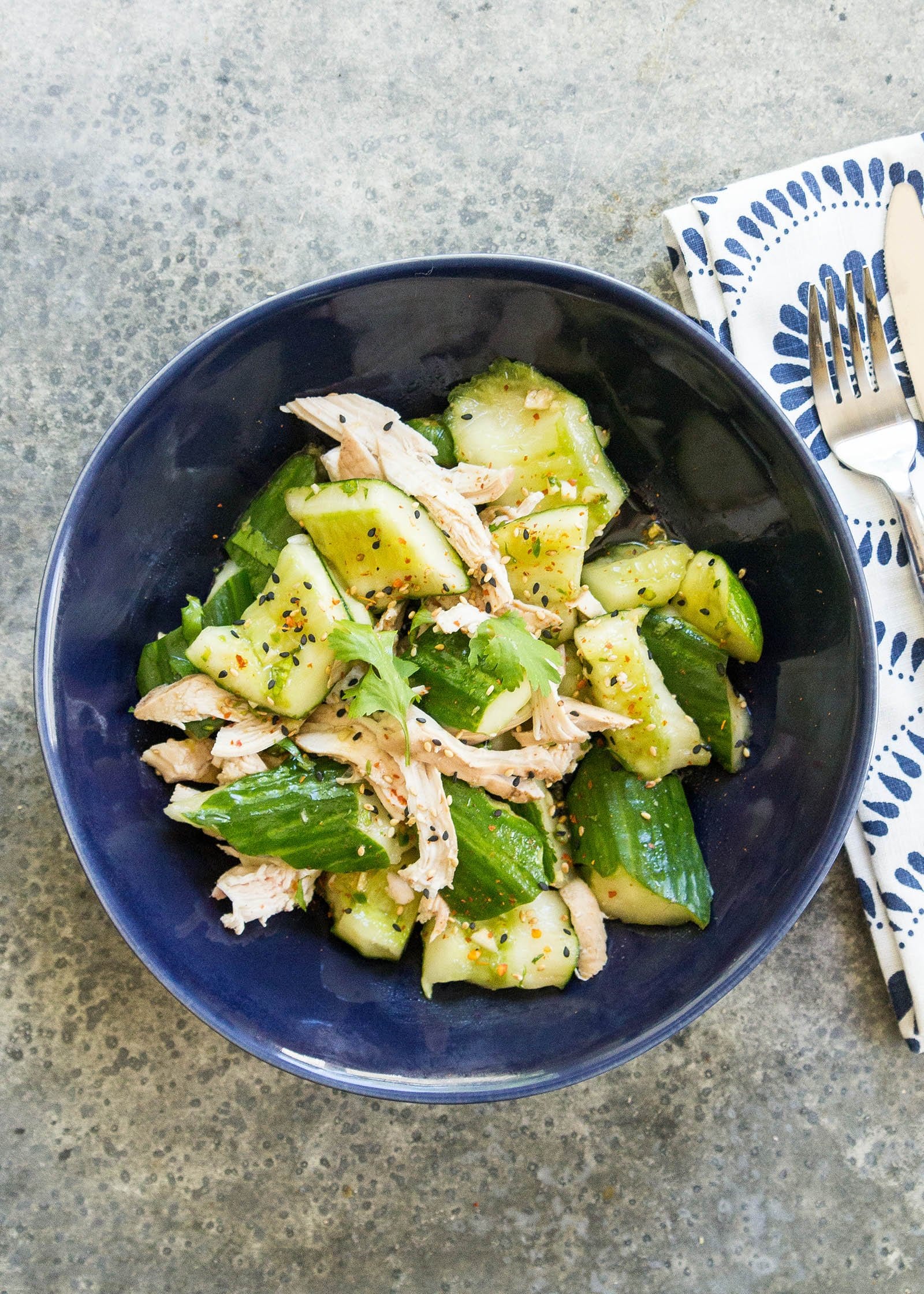 Smashed Cucumber Salad with Chicken