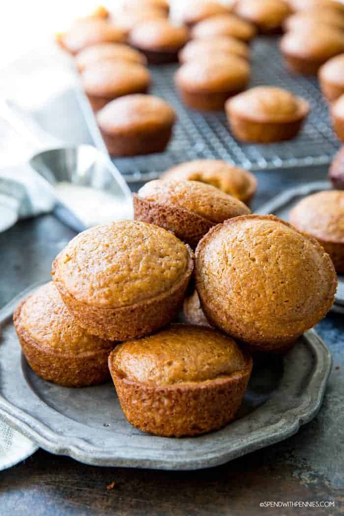 pumpkin muffins stacked up