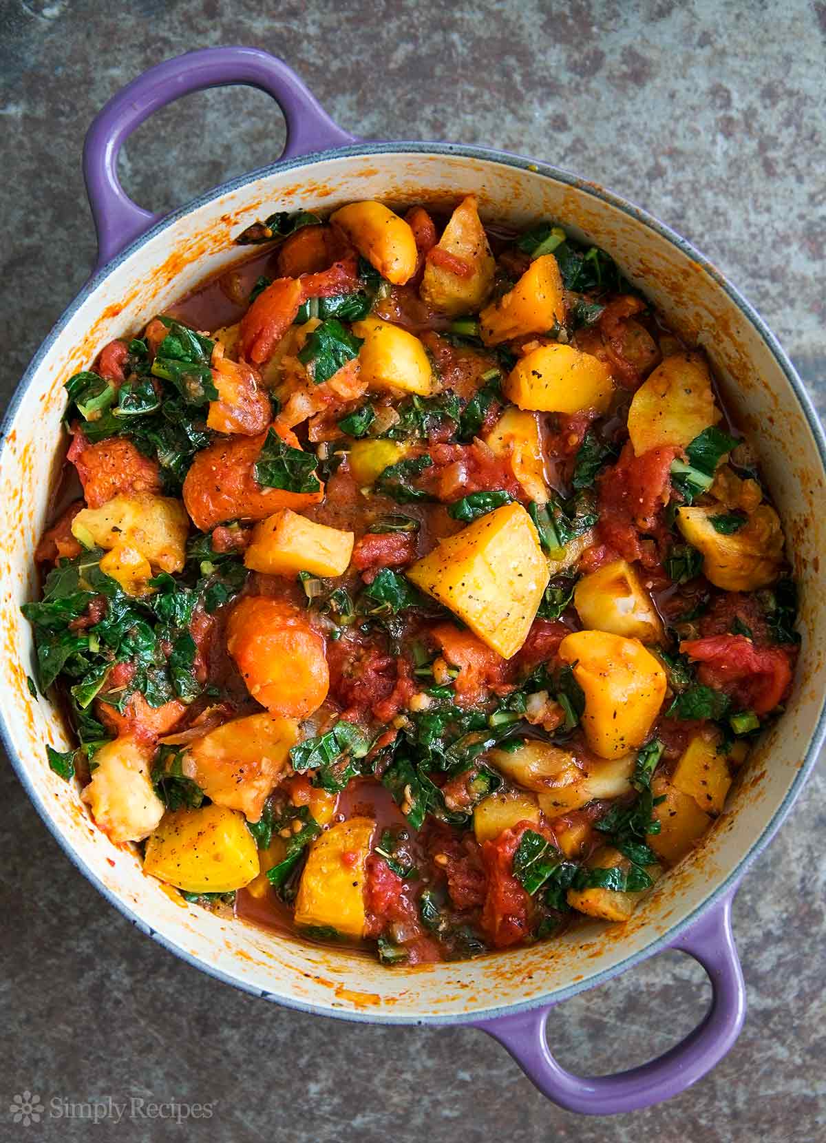 Roasted Root Vegetables with Tomato and Kale