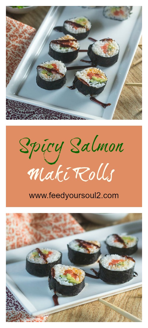 Maki Rolos De Salmão Picante #seafood #sushi #glutenfree | feedyoursoul2.com