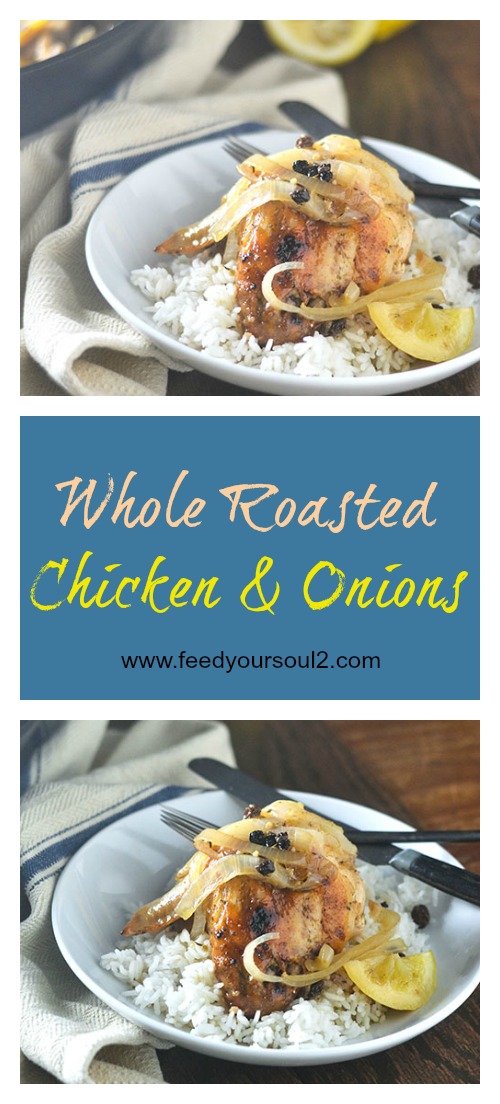 Frango e cebola assados ​​com limão inteiro #chickenrecipes #lemons #castironskillet #glutenfree | feedyoursoul2.com