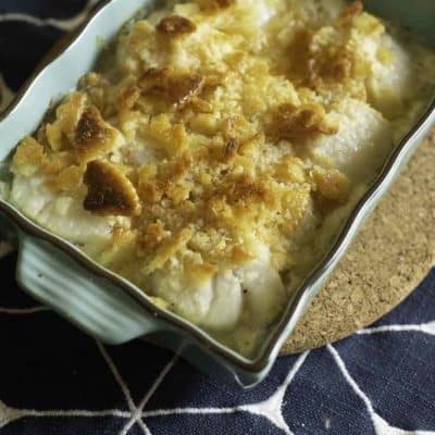 vieiras assadas com biscoitos ritz