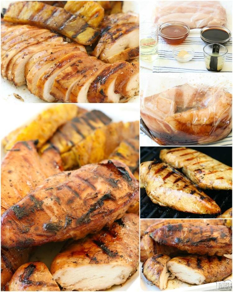 Frango com mel e abacaxi é perfeito para jantares de verão! Esta receita de marinada de frango grelhado, doce e picante, produz frango tenro, suculento e saboroso.