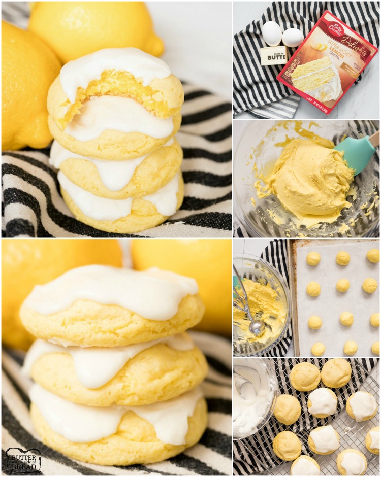 Os biscoitos Lemon Cake Mix são biscoitos de limão macios e deliciosos feitos com uma mistura de bolo de limão, manteiga e ovos. Coberto com uma cobertura de limão doce, esta receita rápida e fácil de mistura de bolo de limão é a melhor!