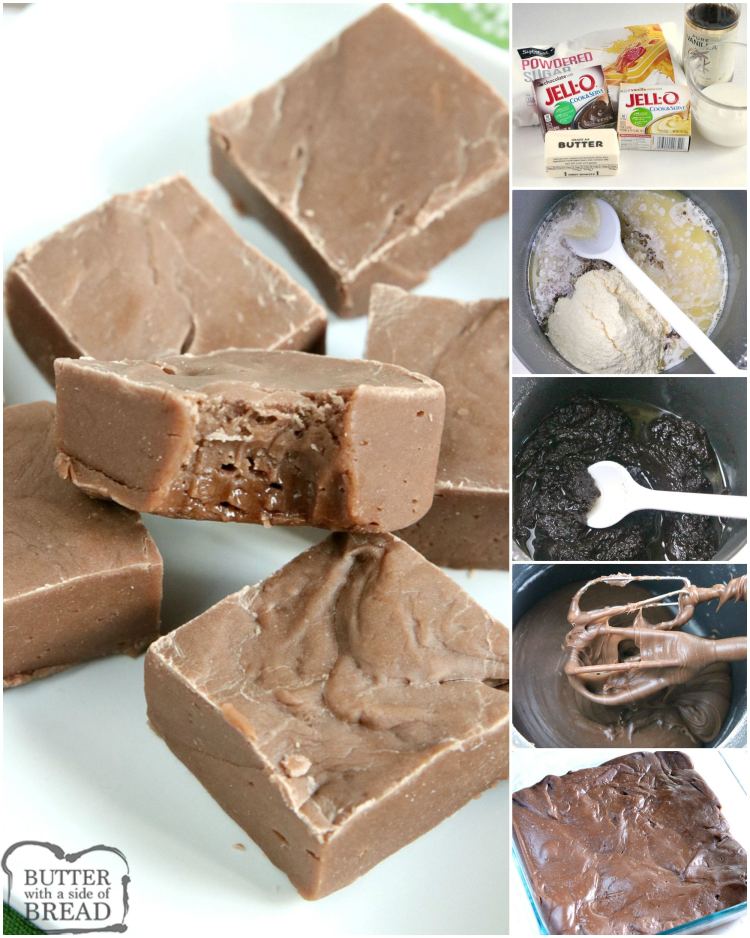 Receita fácil de Fudge feita com misturas de pudim de baunilha e chocolate, sem necessidade de termômetro de doces. Esta receita de confeitaria de chocolate requer apenas seis ingredientes e leva apenas alguns minutos para ser feita. Deliciosa receita de calda perfeita sempre.