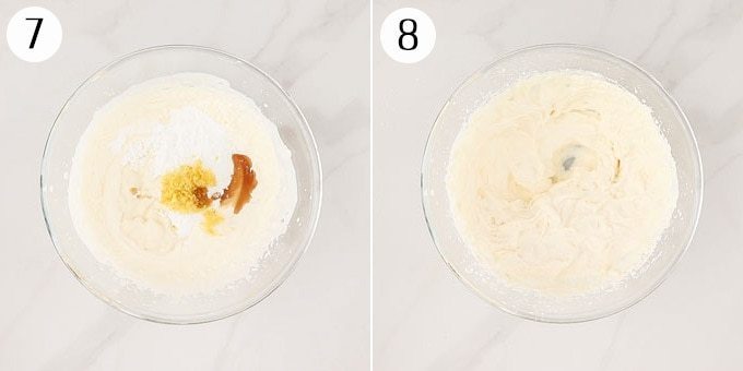 Este bolo de amêndoa e limão, cheio de coalhada de limão e coberto com um creme de ricota fácil de fazer, é incrivelmente fácil de fazer. Feito em uma panela, é fácil de cortar e servir também. Misture os ingredientes para o creme de ricota de limão