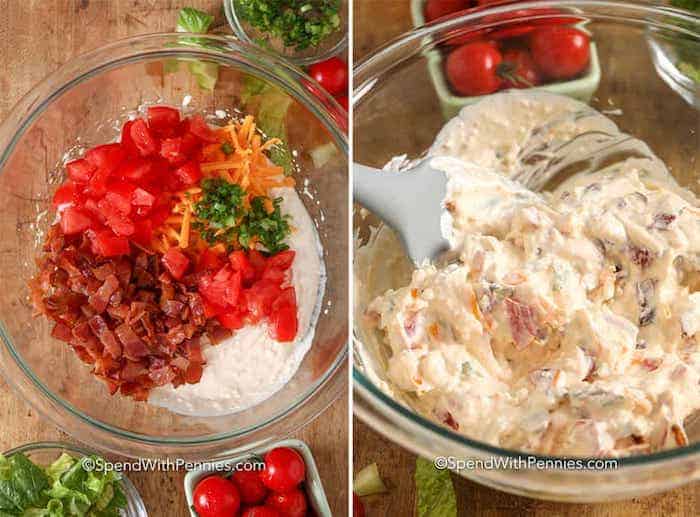 O BLT Dip é um lanche fácil e agradável. Feito com ingredientes cremosos como cream cheese, creme de leite e maionese, é servido frio com uma variedade de pratos! ⠀⠀⠀⠀⠀⠀⠀⠀⠀⠀⠀⠀⠀⠀⠀⠀⠀⠀⠀⠀⠀⠀⠀⠀⠀⠀⠀⠀⠀⠀⠀⠀⠀⠀⠀⠀⠀⠀⠀ BLT Mergulhe os ingredientes em um recipiente de vidro antes de combinar.