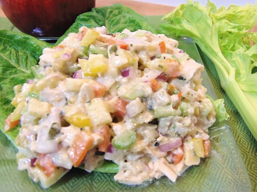 Receita da salada da galinha do arco-íris