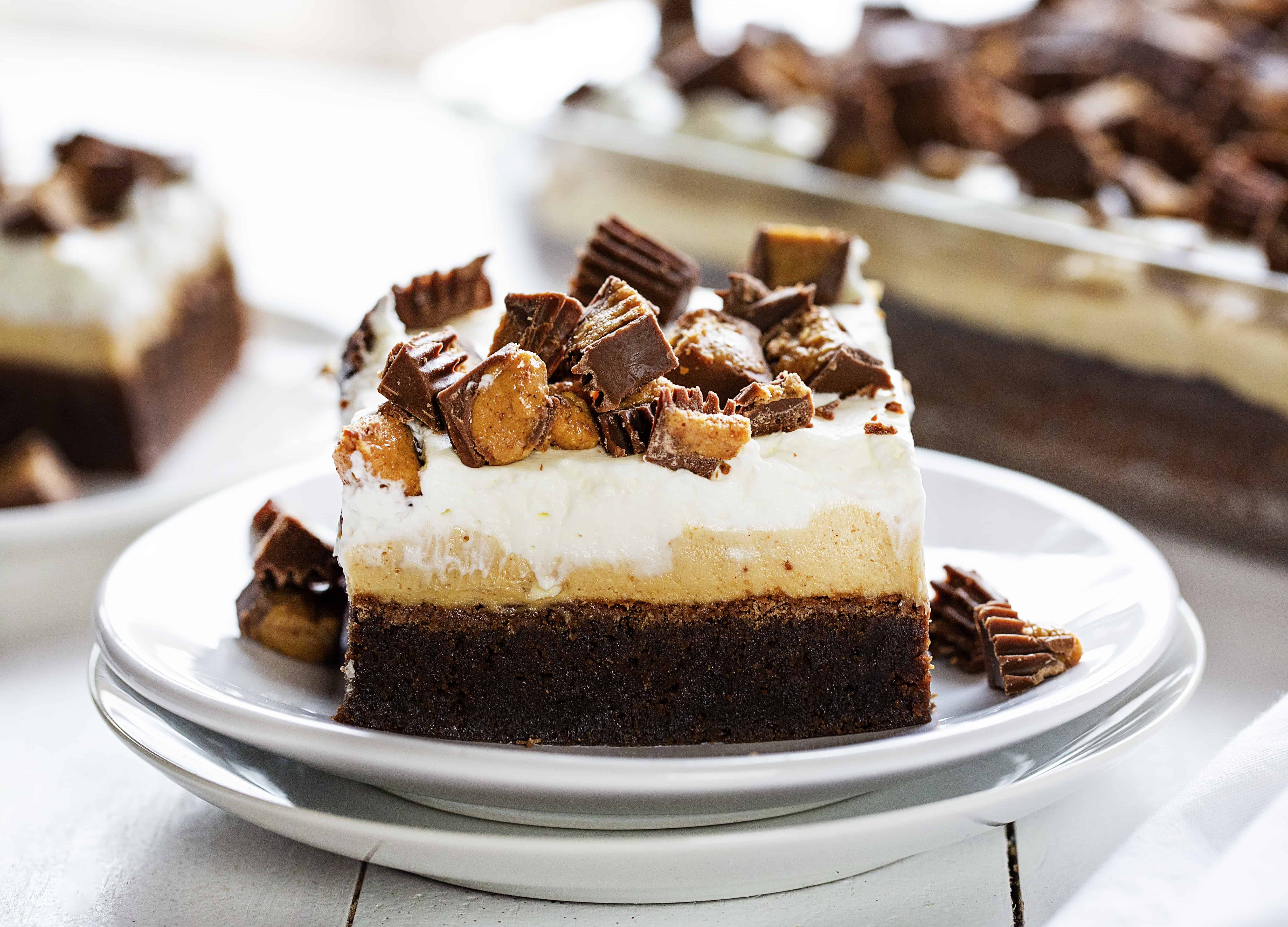 Postre de mantequilla de maní y brownie