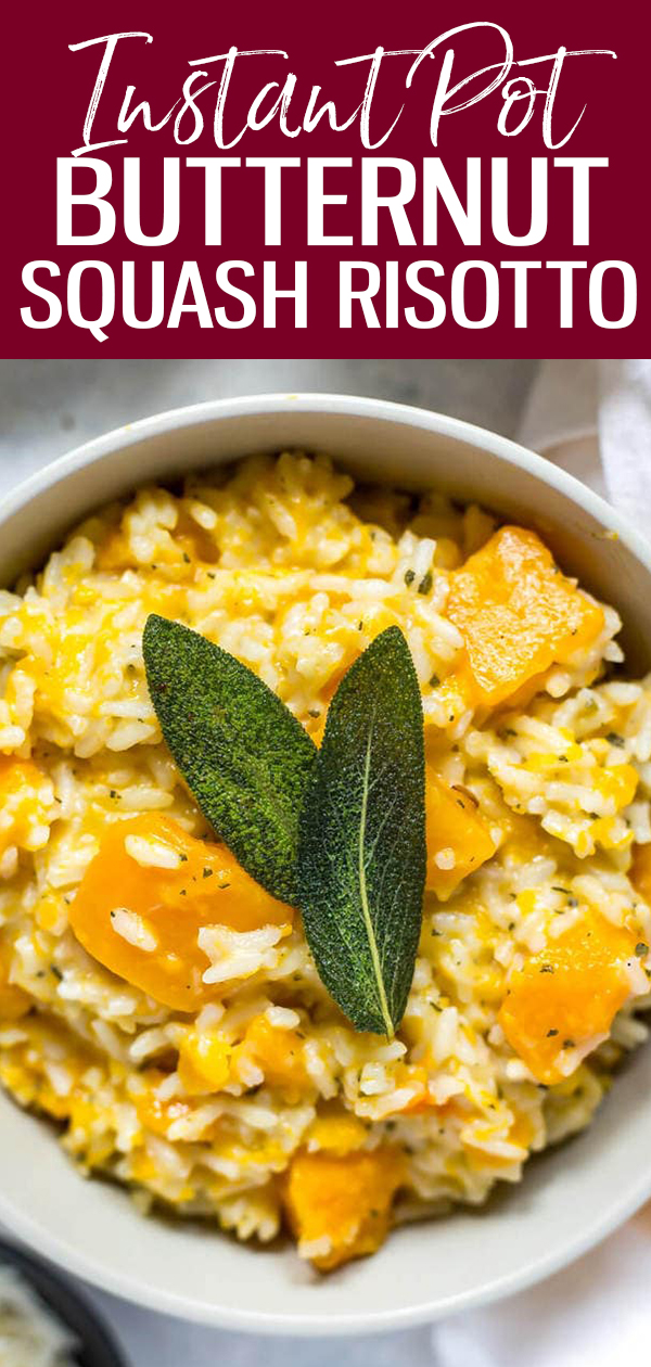 Este Risoto Instantâneo de Butternut Butternut Squash é um delicioso e saboroso risoto de outono com sálvia crocante, chalotas e alho em um caldo de parmesão cremoso. É também uma maneira de fazer risoto sem as mãos no tempo de cozinhar em uma panela! #instantpot #butternutsquashrisotto