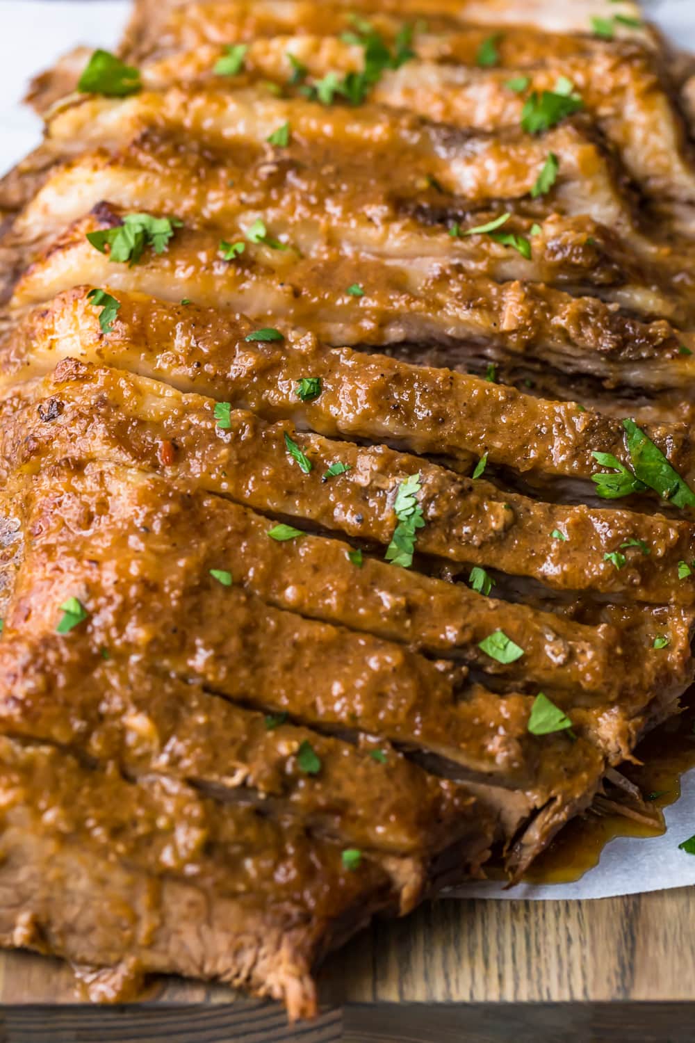 Close-up de carne fatiada