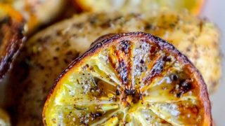 Receita fácil da frigideira do ar da galinha do limão