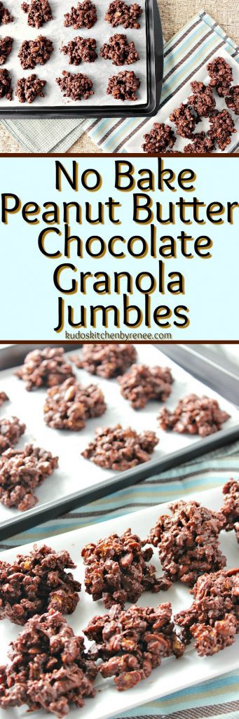 Esta receita rápida e fácil de manteiga de amendoim e granola de chocolate não cozida satisfará seu gosto por doces e aumentará sua energia durante toda a tarde. - www.kudoskitchenbyrenee.com Sem manteiga de amendoim; Chocolate Granola Jumbles doces receita - cozinha Kudos por Renee