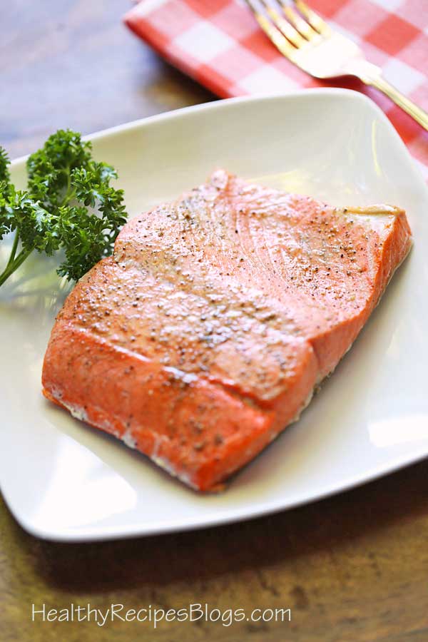 Salmão escalfado