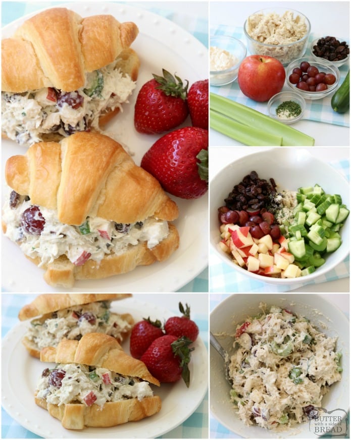 Fácil receita de salada de frango de 5 minutos que é a MELHOR que eu já tive! O curativo simples realmente o torna perfeito. Receita de salada de frango feita com frango em cubos, iogurte natural, maçãs, uvas, aipo, pepino, passas e muito mais. Ideal como sanduíches de salada de frango ou alface como um envoltório ou em bolachas.
