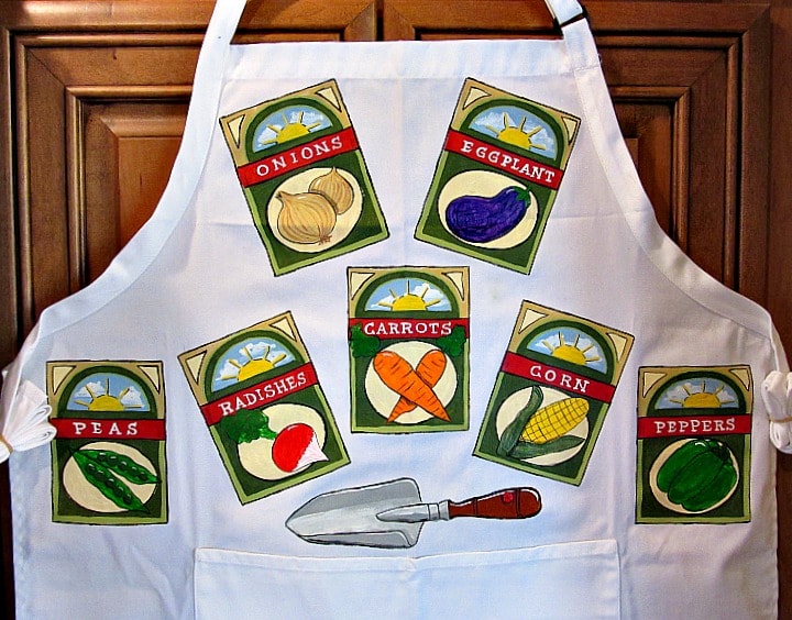 Avental pintado à mão do pacote de sementes vegetais - kudoskitchenbyrenee.com