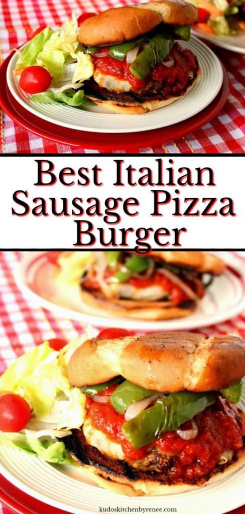 A melhor coisa sobre esses hambúrgueres de salsicha italianos com pizza (além do sabor) é que você pode cobri-los com todos os seus ingredientes favoritos, como faria com sua pizza favorita.  - kudoskitchenbyrenee.com