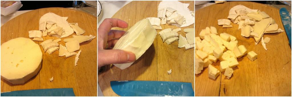Fazendo um brie e queijo cheddar grelhado