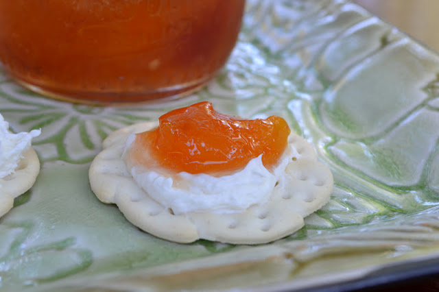 Geléia de pêssego em um biscoito