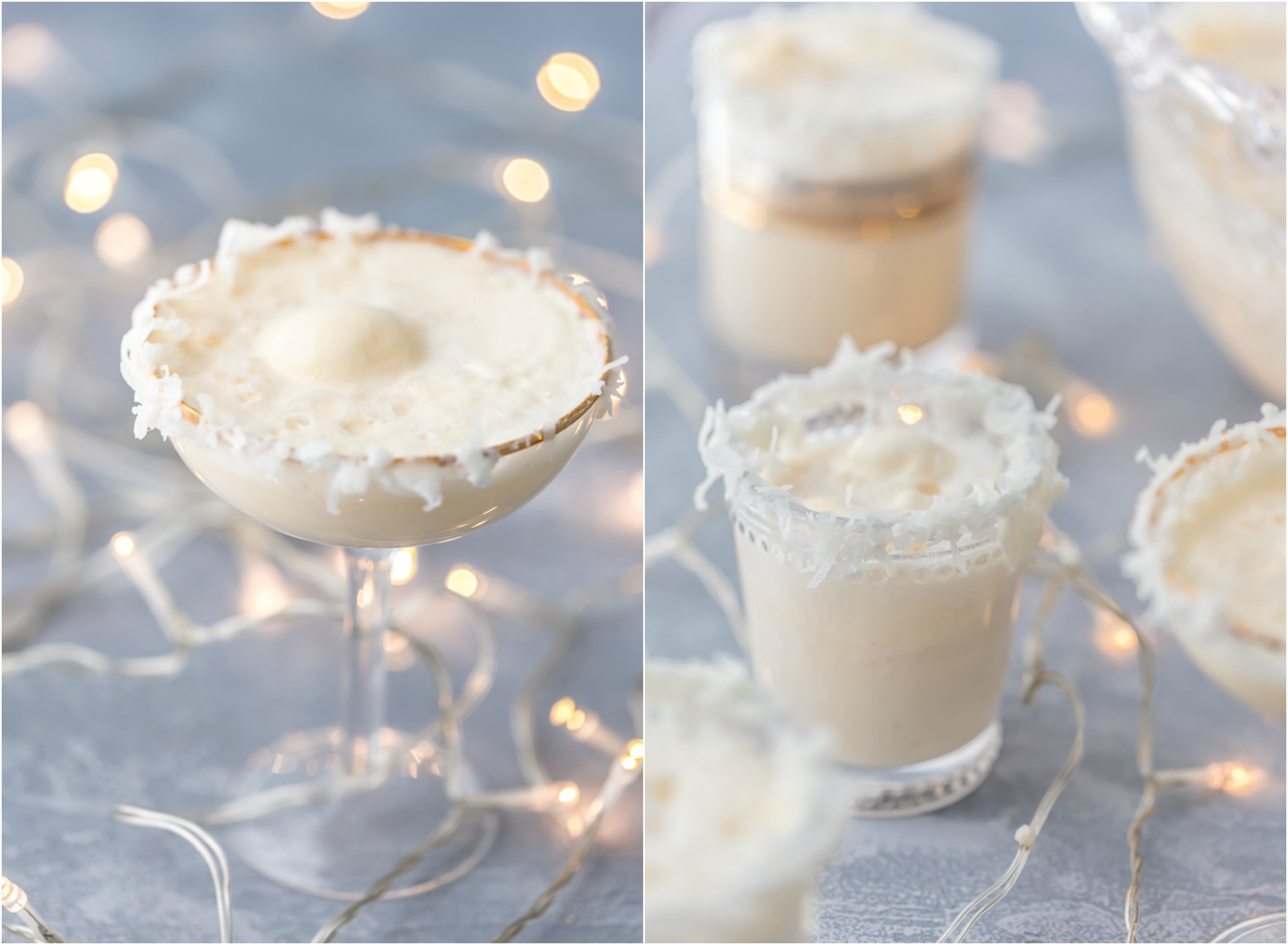 collage de fotos de cócteles sin alcohol SNOW PUNCH, receta de ponche navideño sin alcohol