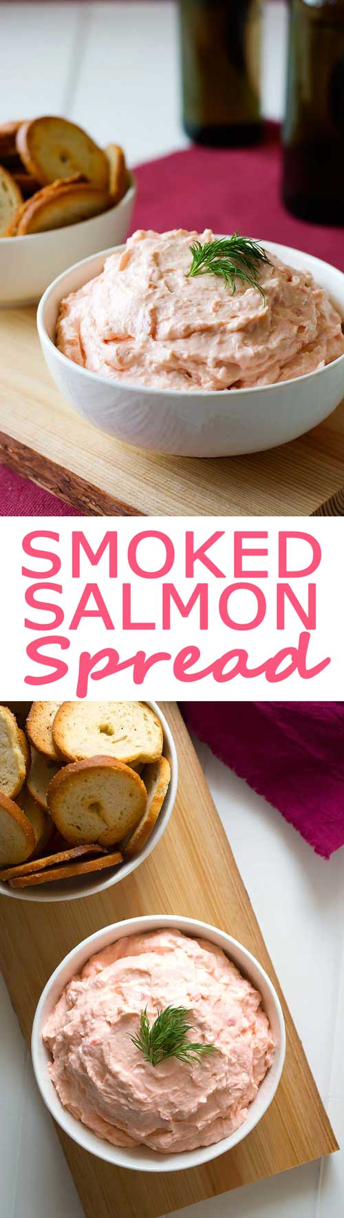 Aperitivo rico e cremoso de salmão defumado com molho de cream cheese. Sirva esta propagação fácil com batatas fritas ou legumes! #appetizer #smokedsalmon #dip #creamcheese