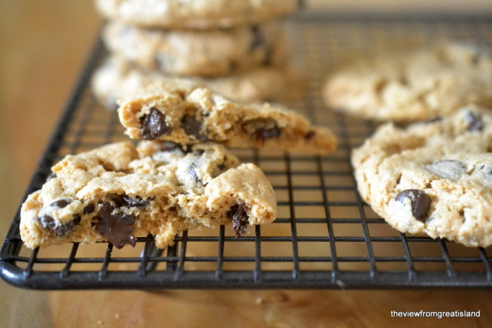 biscoitos de chocolate sem manteiga de caju manteiga em uma gradinha