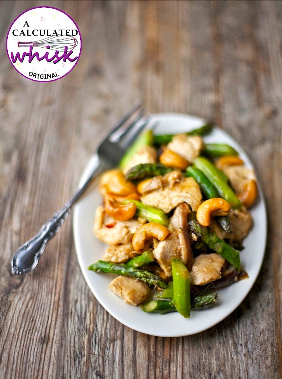 Frango com caju com cogumelos e aspargos shiitake / acalculatedwhisk.com
