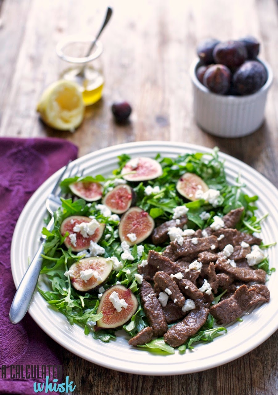 Filé balsâmico com salada de figo e rúcula