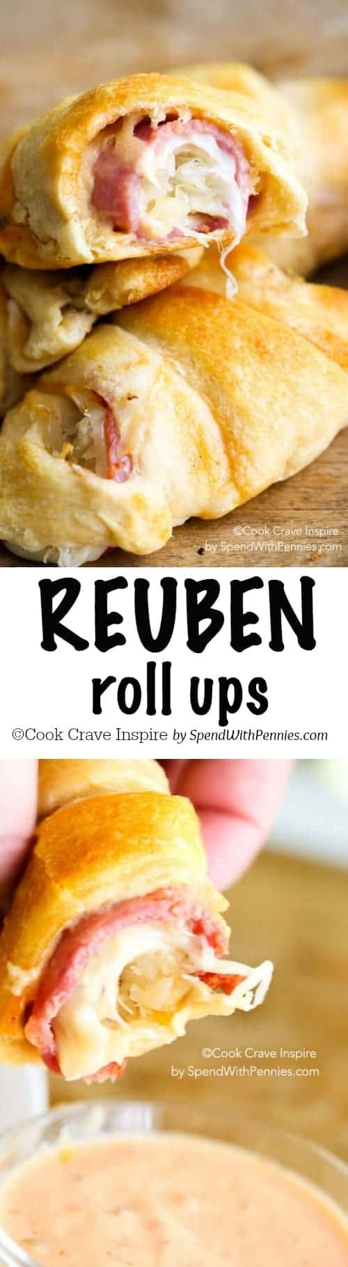 Reuben Roll Ups! Toda a delícia de um sanduíche reuben em um rolo fácil de preparar! Perfeito para lanches, aperitivos ou almoços!