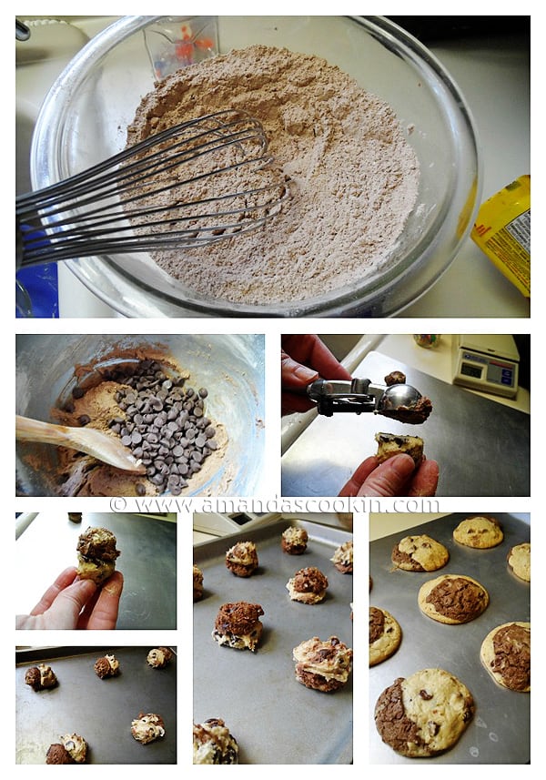 Bolinhos de microplaqueta de chocolate da pilha dobro