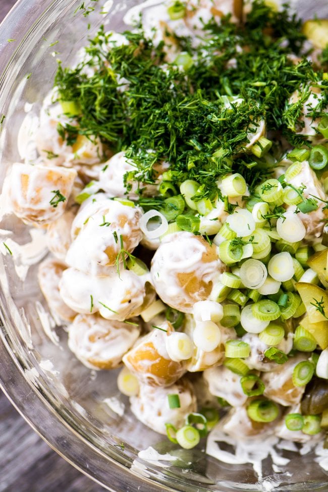 Fazendo salada de batata em conserva com endro ~ theviewfromgreatisland.com