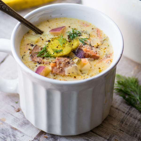 Sopa de endro e pirralho em conserva, feita na panela de barro, ou não! ~ theviewfromgreatisland.com