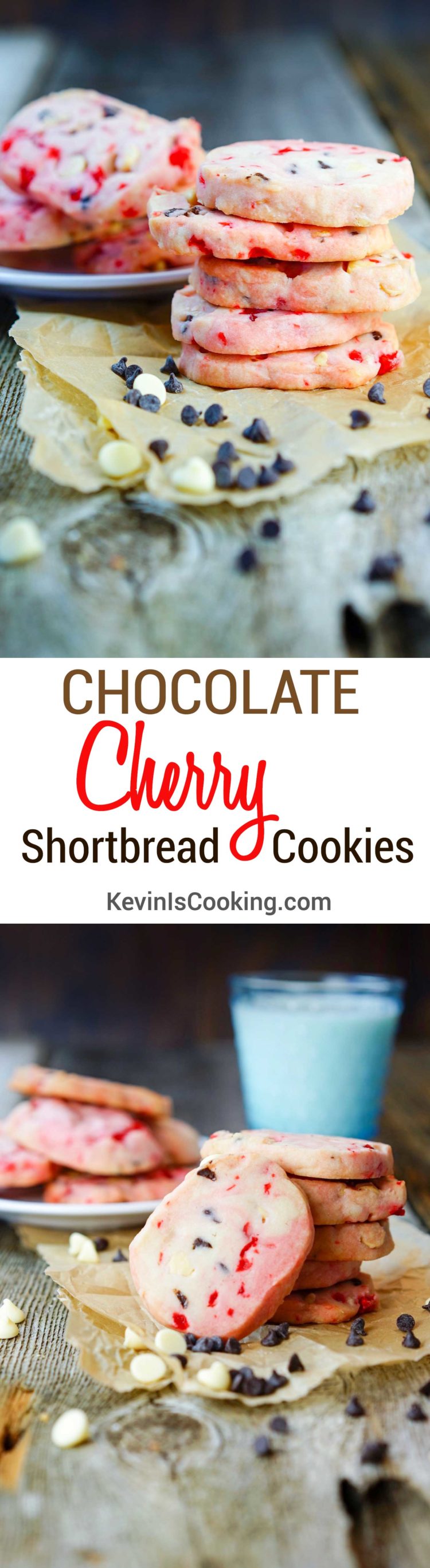 Bolinhos de Shortbread da cereja do chocolate. Www.keviniscooking.com