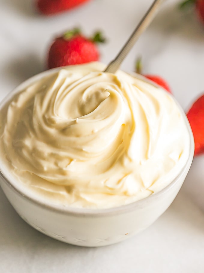 foto de close-up de queijo mascarpone caseiro