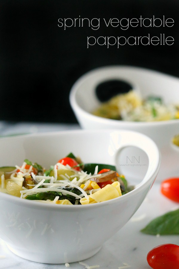 Pappardelle de legumes da primavera de Nutmeg Nanny