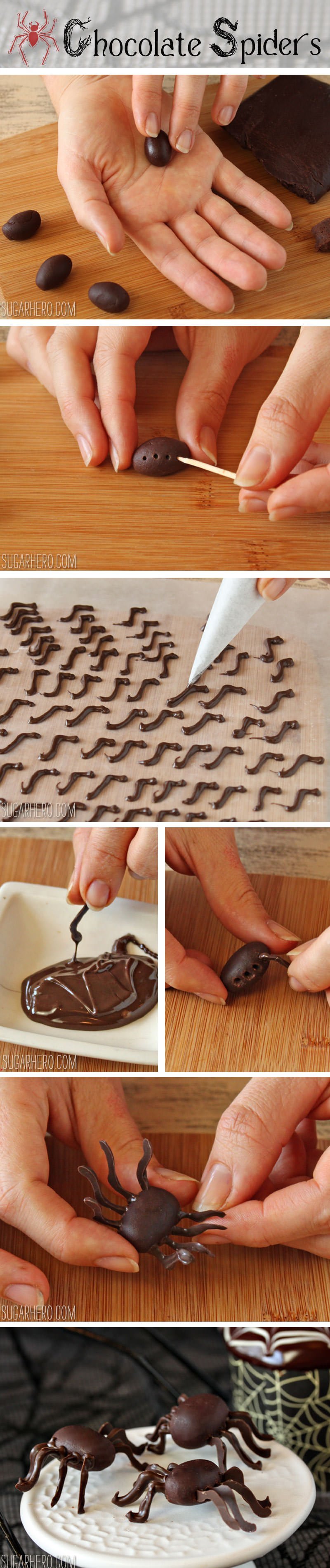 Como fazer aranhas de chocolate e cupcakes de teia de aranha »WikiUtil Aranhas do chocolate e receita dos cupcakes de Spiderweb | From SugarHero.com