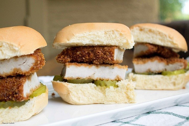 Sliders de lombo de porco frito