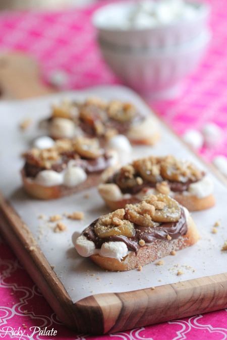 Banana assada e nutella S'mores bruschetta por 5
