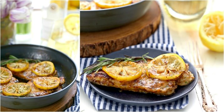 Frango fácil com limão e frigideira com vinho branco, nosso jantar favorito em qualquer panela! Tão delicioso e feito em menos de 30 minutos!