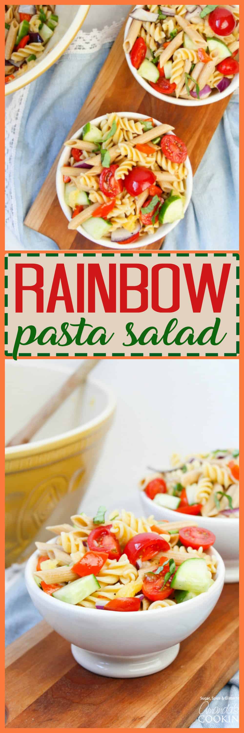 Esta salada de macarrão arco-íris não é apenas bonita, é deliciosa também. Com um toque doce de abacaxi e uma quantidade generosa de vegetais, você vai querer segundos!