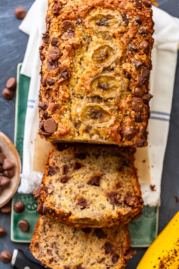 Pan de banana con chispas de chocolate