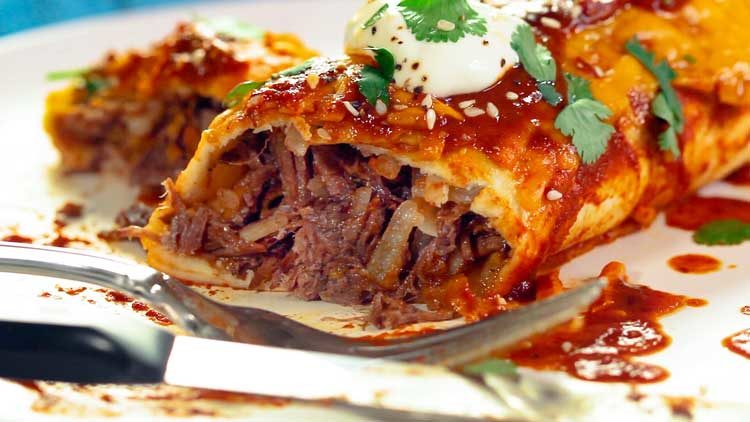 Enchiladas de batata e carne